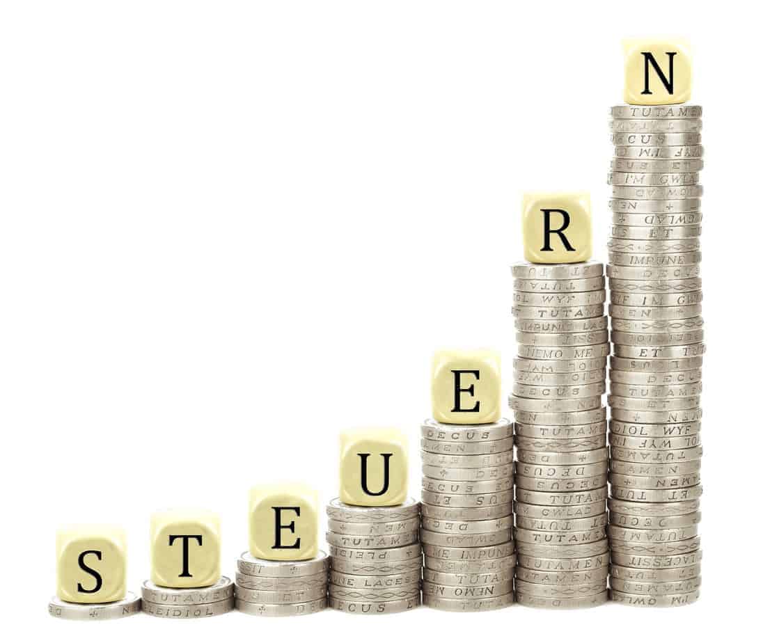Geld, Münzstapel, Steuern