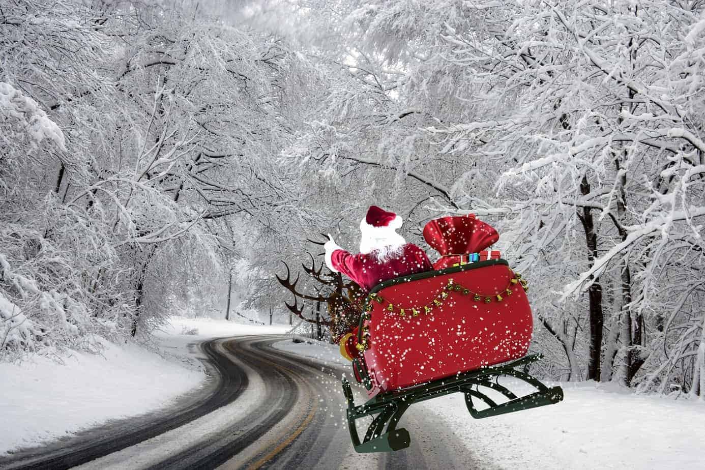 Winterlandschaft, Nikolaus, Schlitten, Schnee, Frohe Weihnachten, Marry Christmas